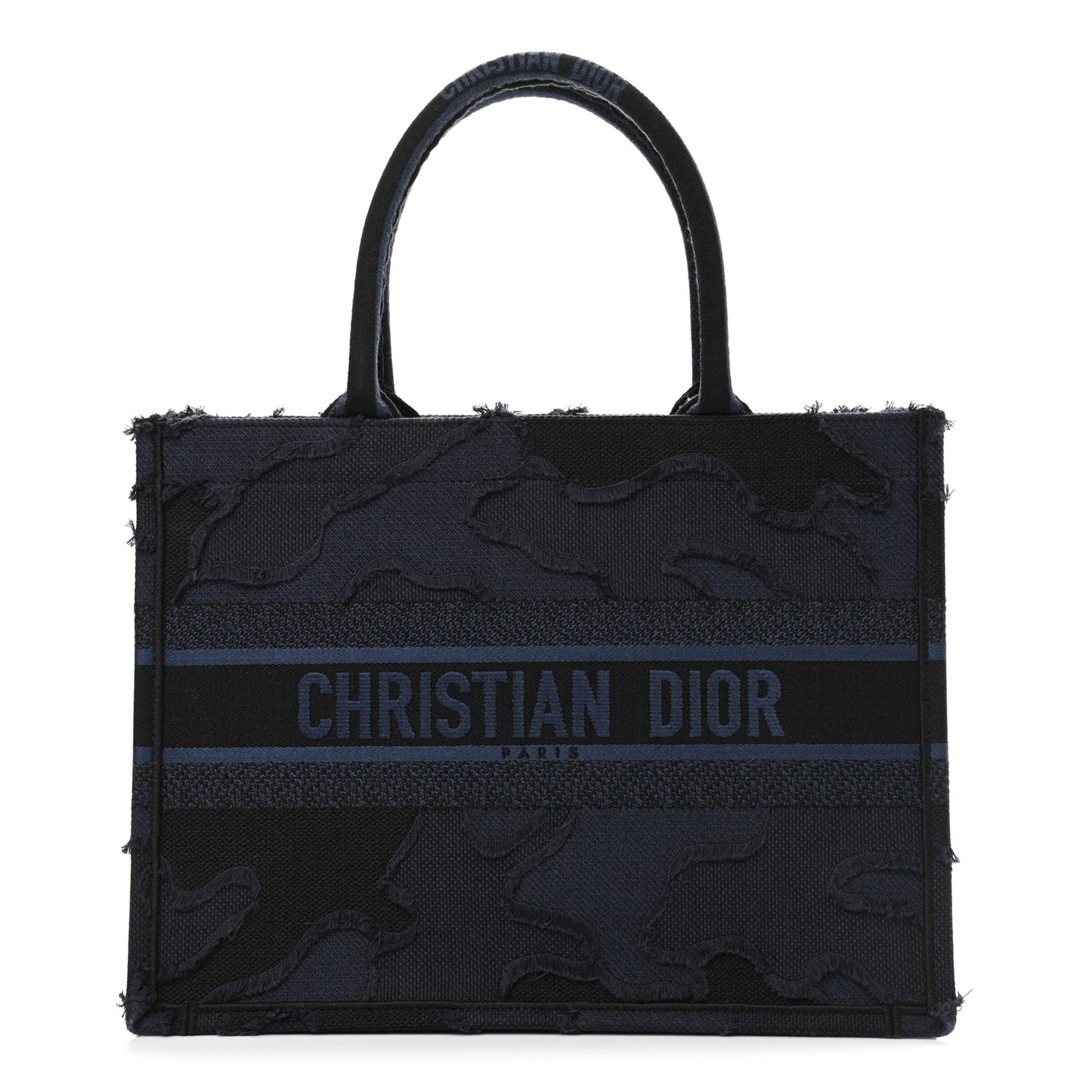 Canvas Embroidered Camouflage Book Tote Blue