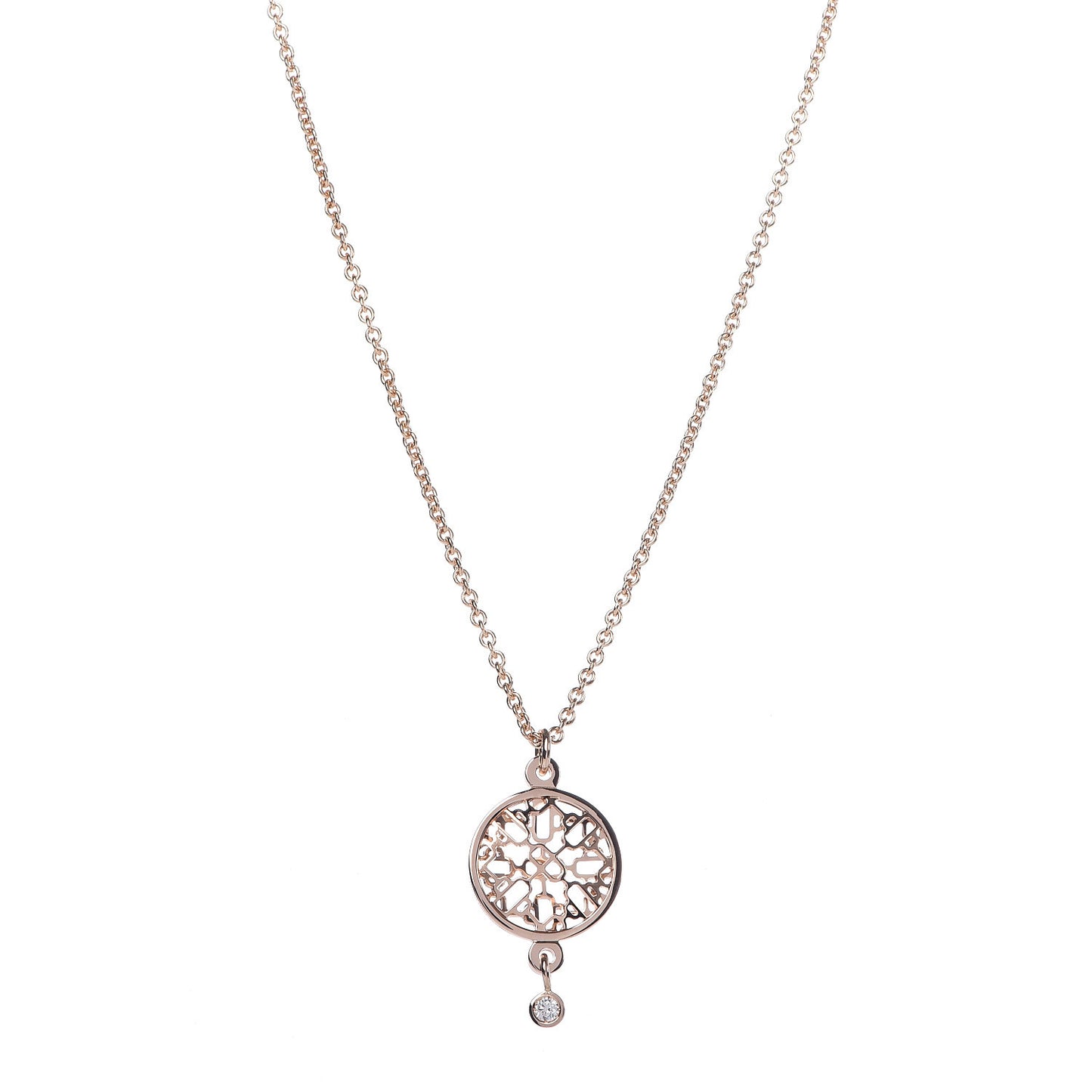 18K Rose Gold Diamond Chaine D'Ancre Passerelle Pendant Necklace