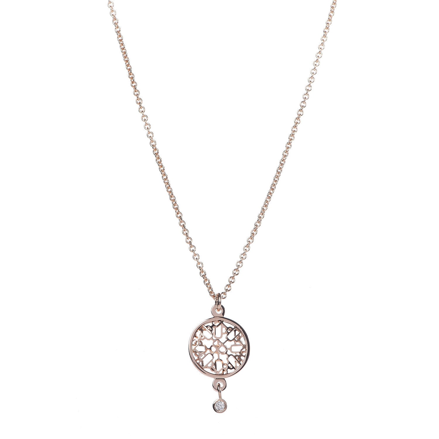 Hermes 18K Rose Gold Diamond Chaine D'Ancre Passerelle Pendant Necklace 1 of 6