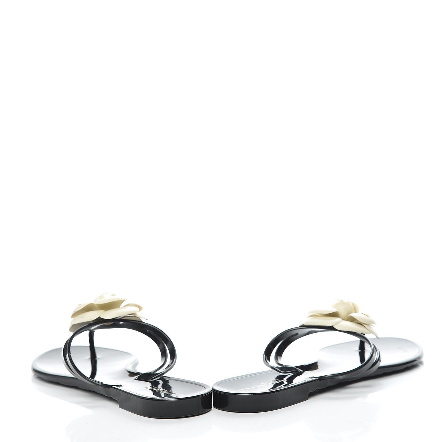 Jelly Camellia Thong Sandals 40 Black Ivory