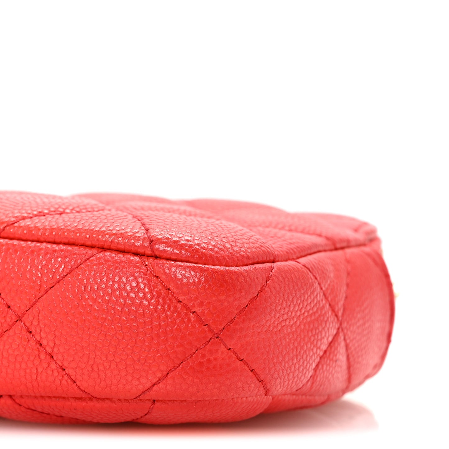 Caviar Quilted Small Clutch With Chain Red