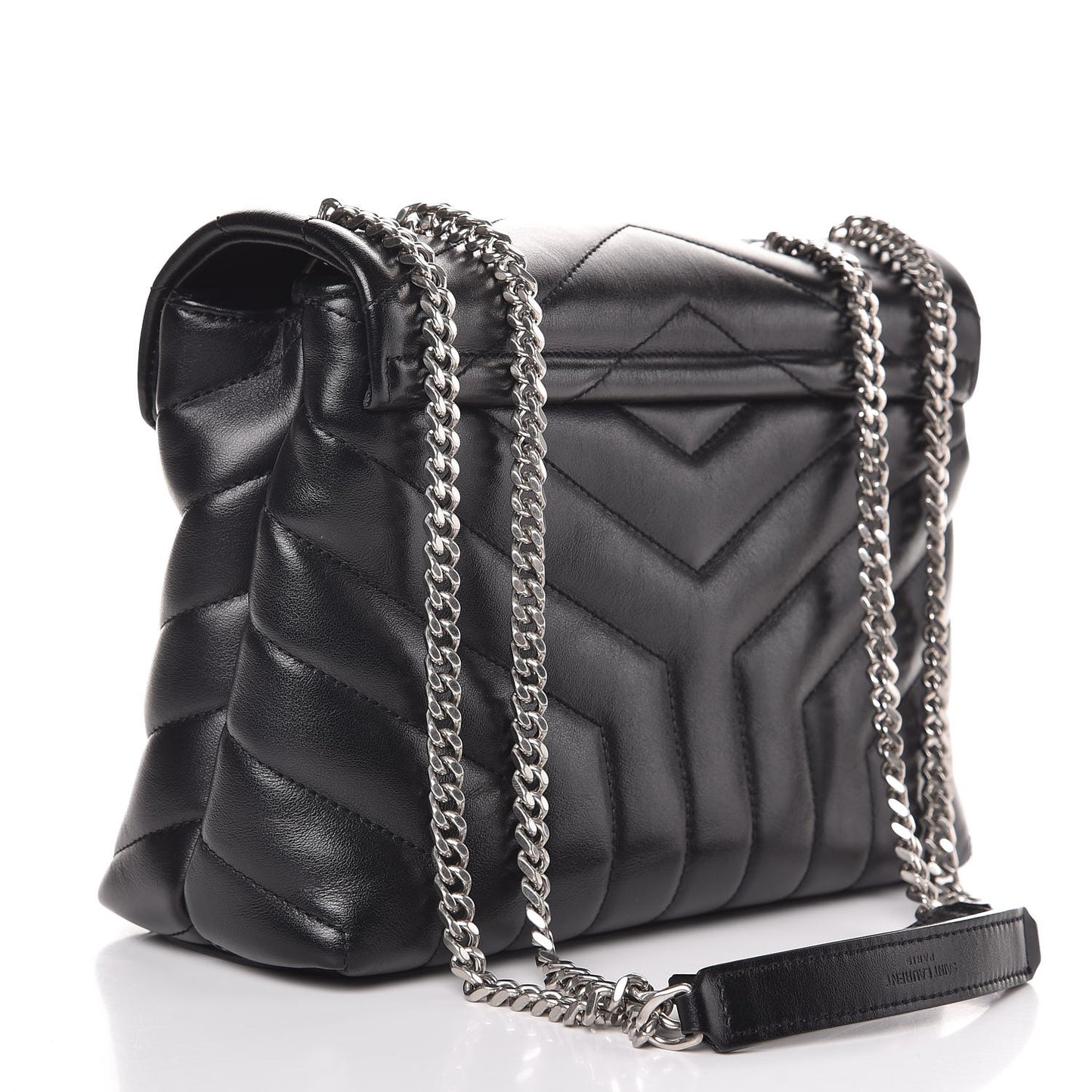Calfskin Y Quilted Monogram Small Loulou Chain Satchel Black