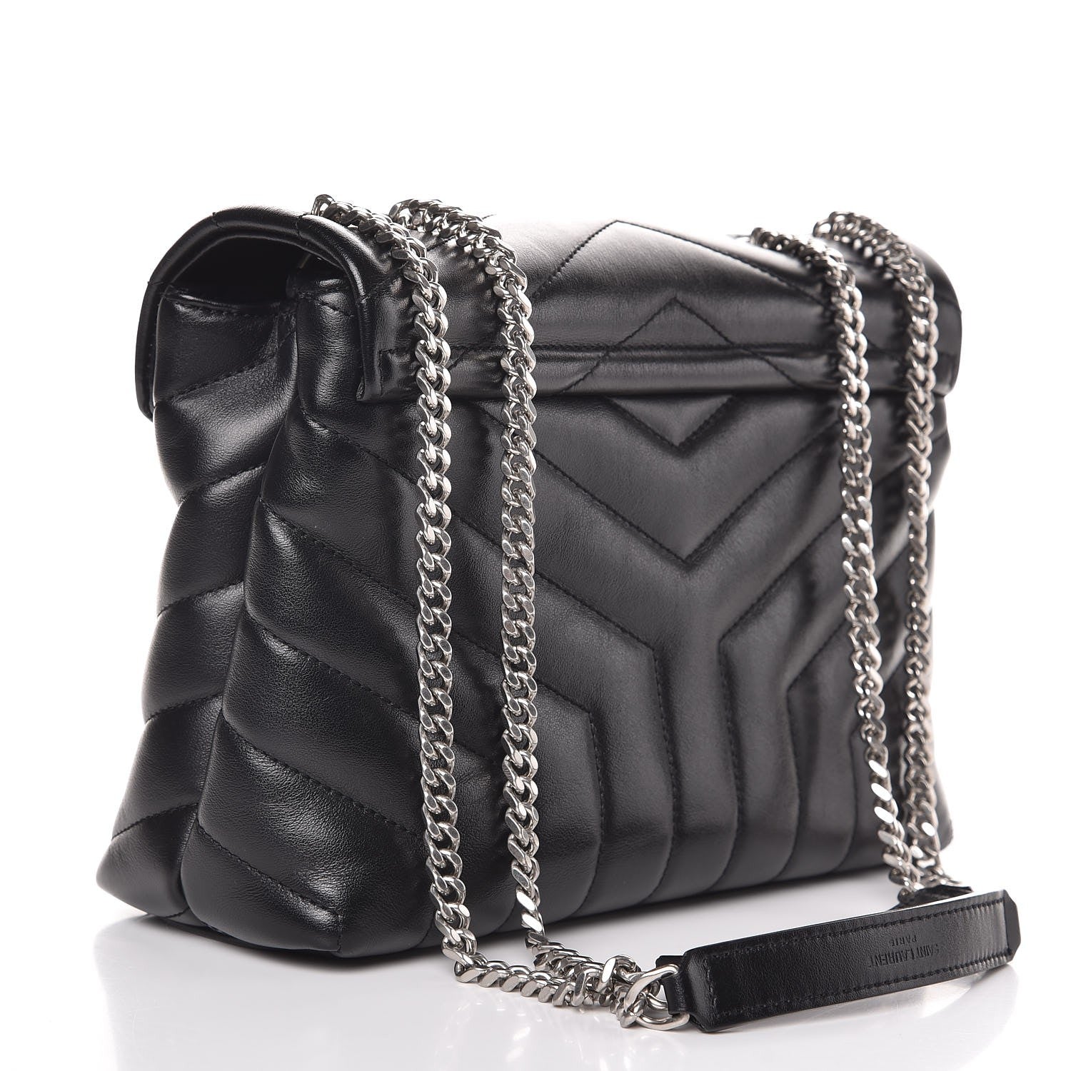 Saint Laurent Calfskin Y Quilted Monogram Small Loulou Chain Satchel Black 3 of 7
