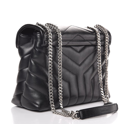Saint Laurent Calfskin Y Quilted Monogram Small Loulou Chain Satchel Black 3 of 7