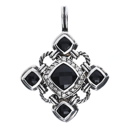 David Yurman Sterling Silver Diamond Black Onyx Renaissance Cross Pendant 1 of 3