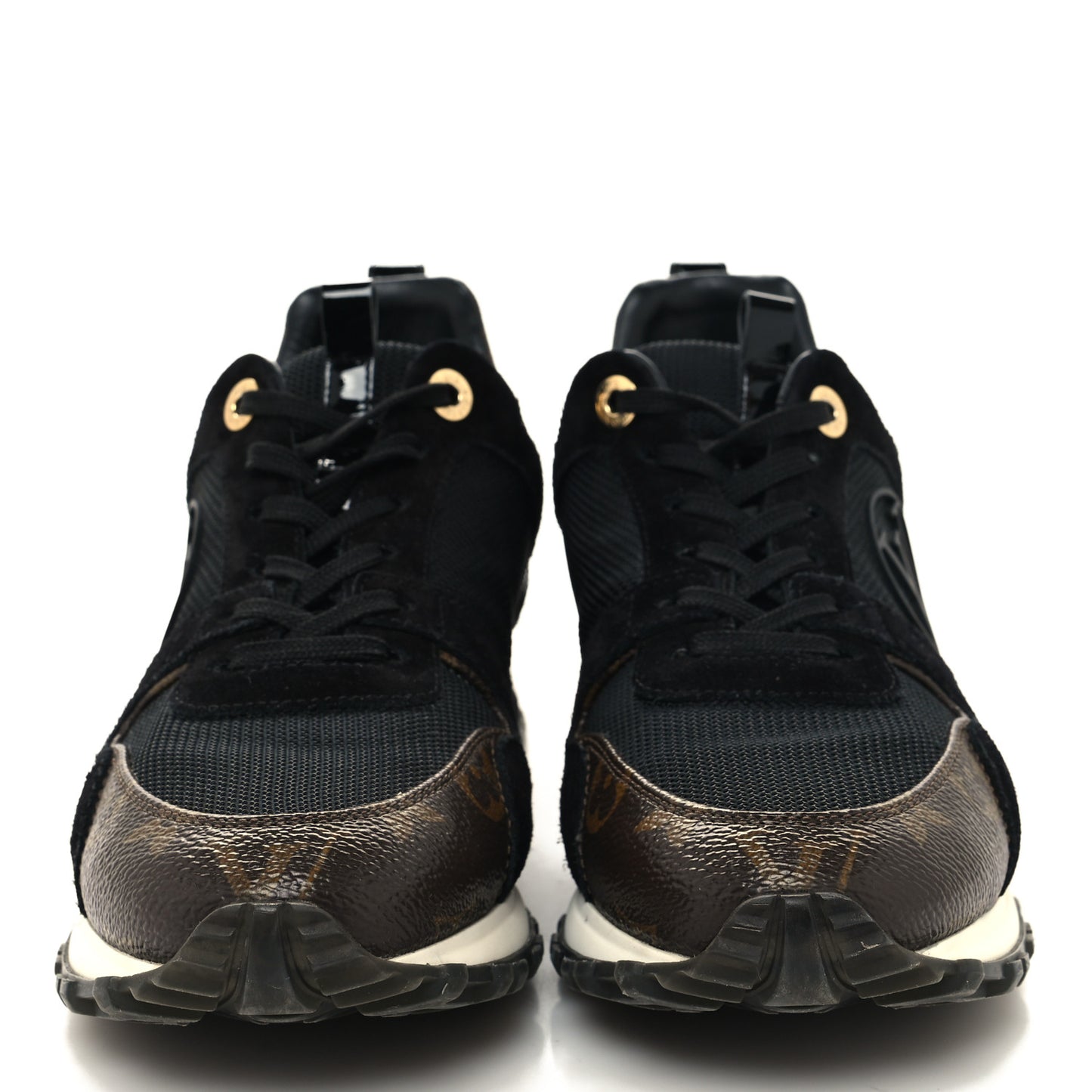 Suede Monogram Run Away Sneakers 37 Black