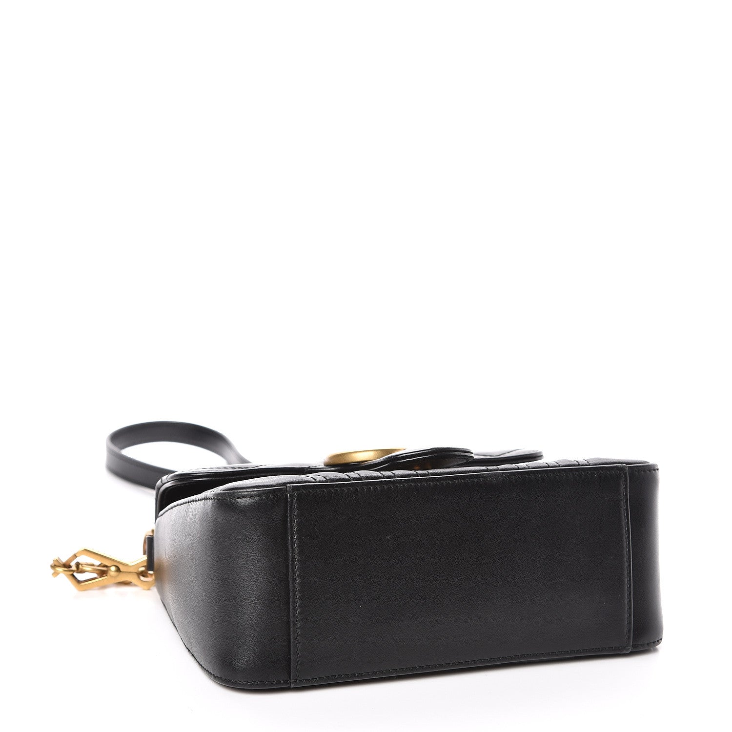 Gucci Calfskin Matelasse Mini GG Marmont Top Handle Shoulder Bag Black 4 of 12