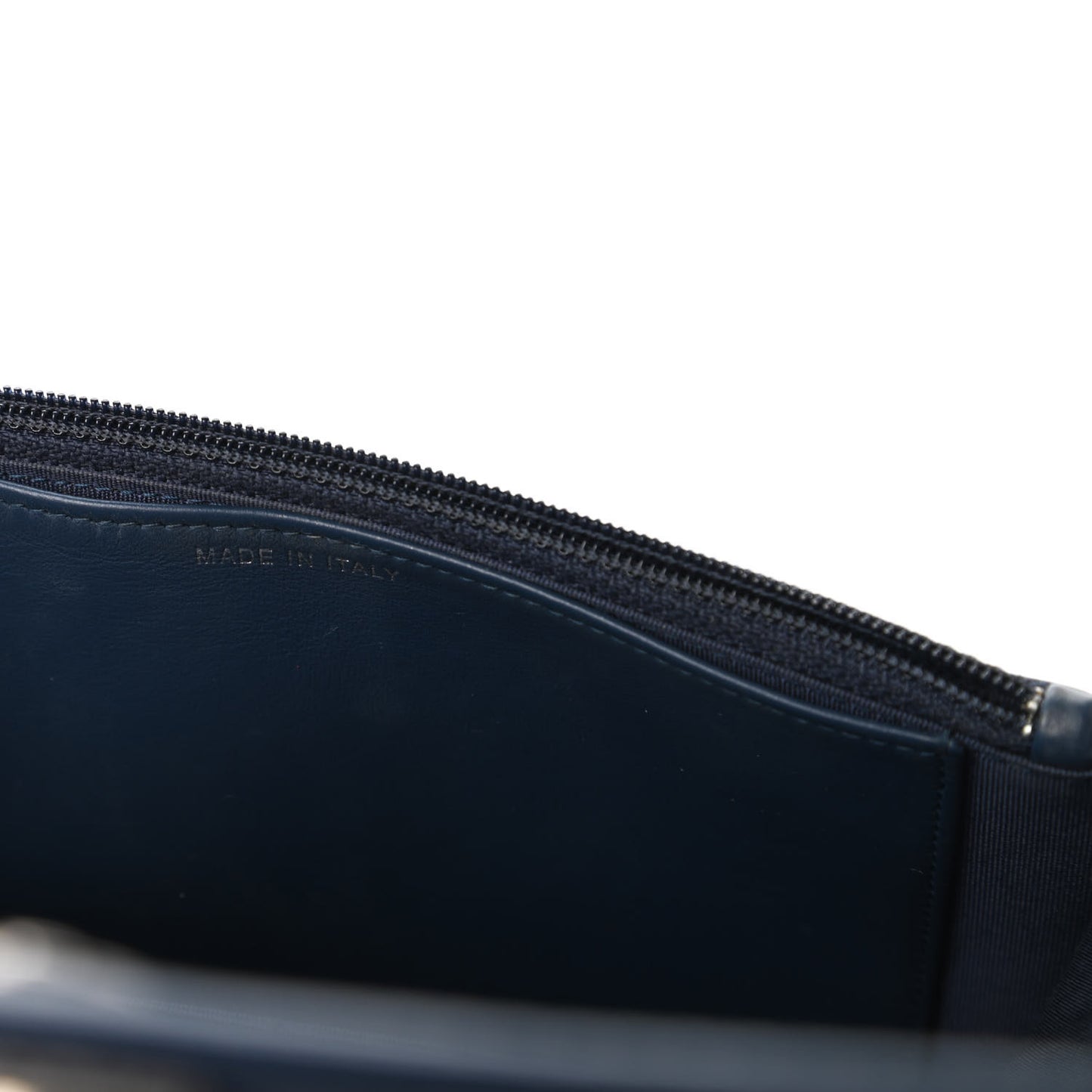 Calfskin Painted Chevron Embossed Boy Wallet On Chain WOC Navy