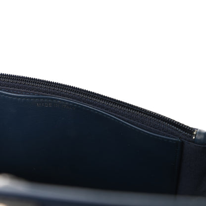 Chanel Calfskin Painted Chevron Embossed Boy Wallet On Chain WOC Navy 9 of 13