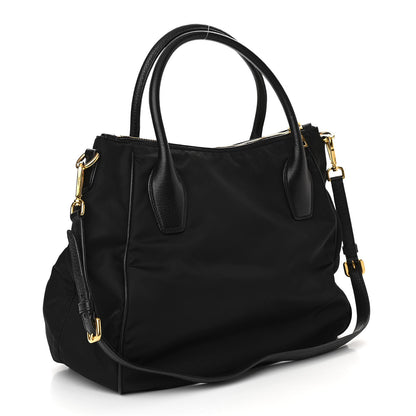 Prada Tessuto Nylon Vitello Daino Tote Black 2 of 8