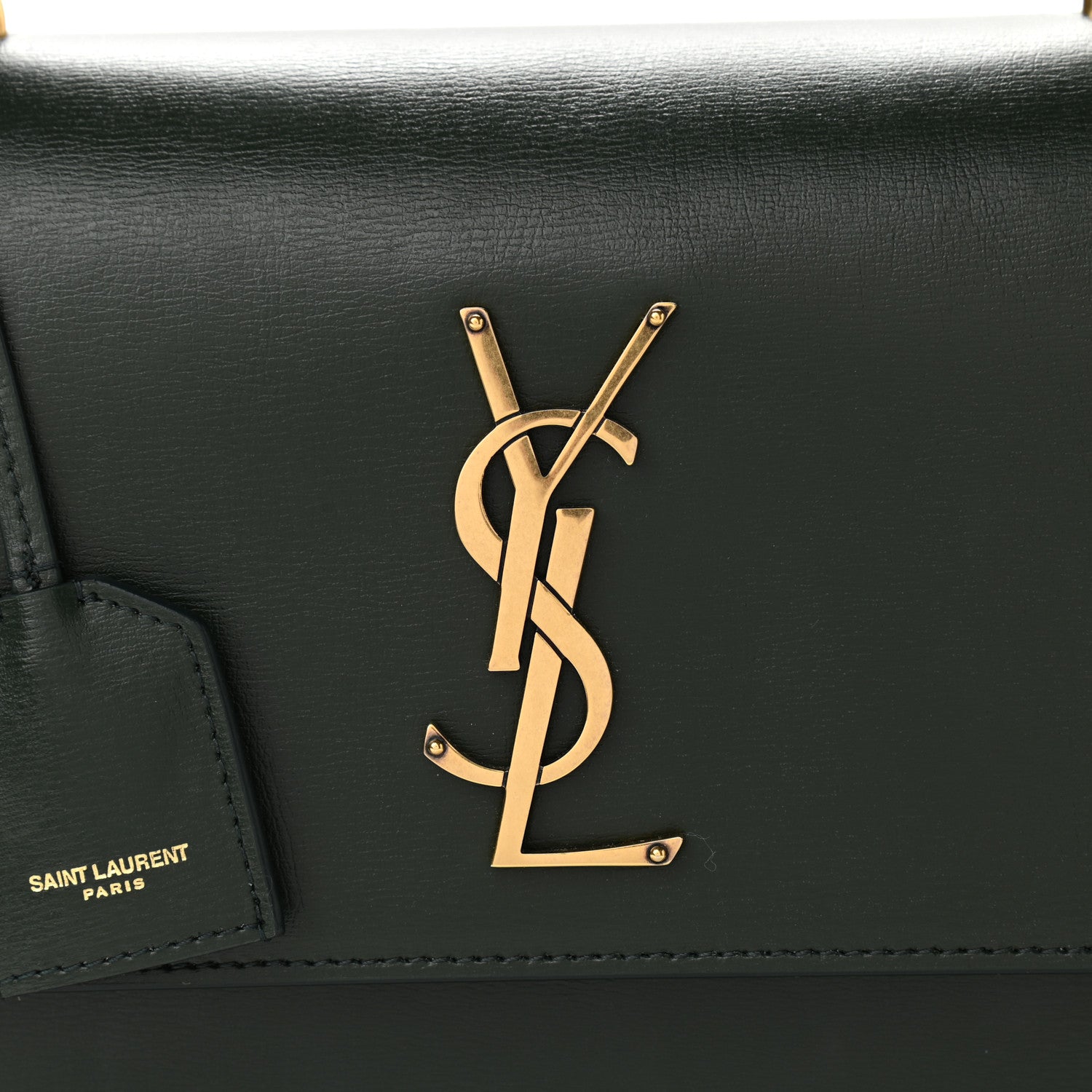 Saint Laurent Calfskin Medium Monogram Sunset Dark Green 7 of 10