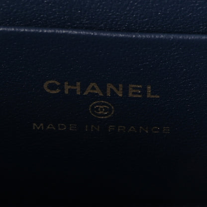 Chanel Lambskin Quilted Metal Small Top Handle Vanity Case With Chain Blue 6 of 11