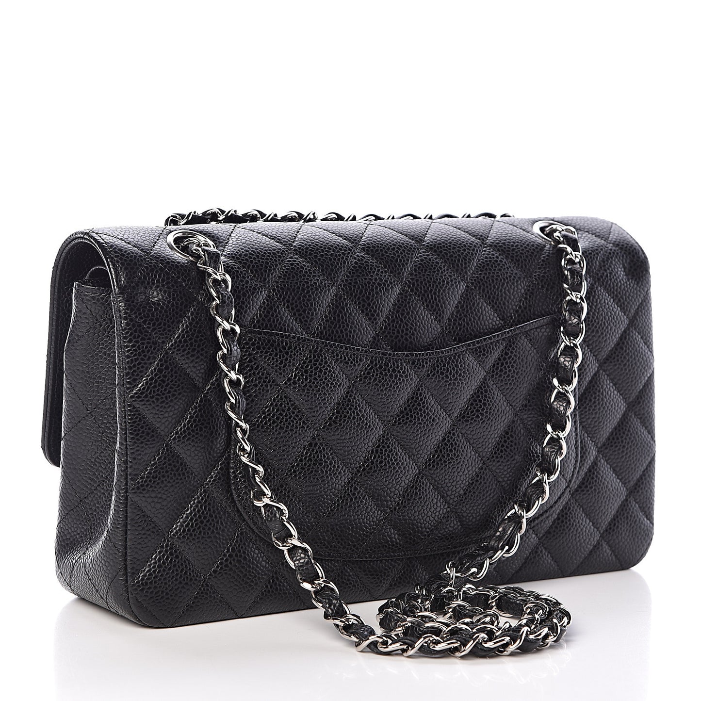 Caviar Quilted Medium Double Flap Black