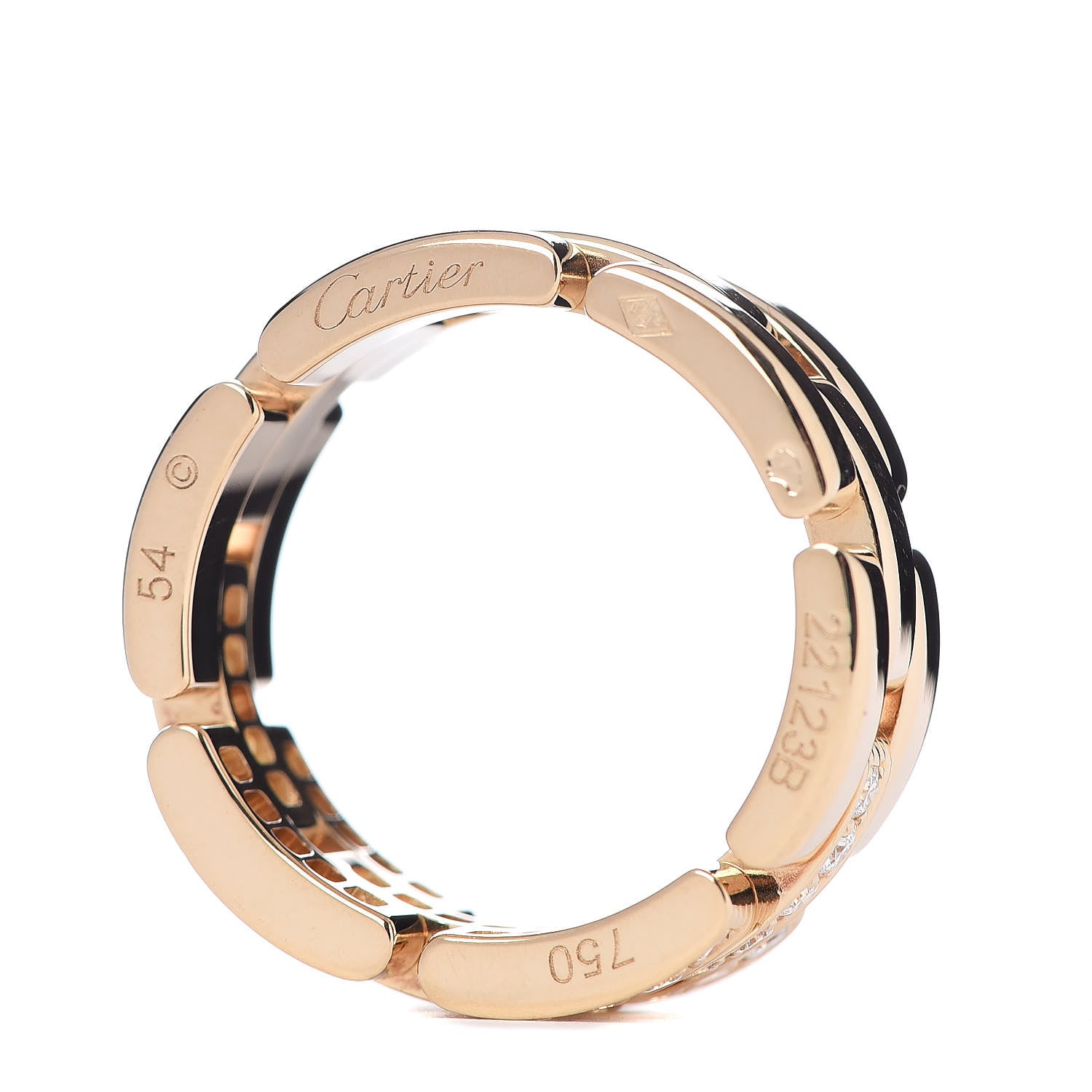 Cartier 18K Yellow Gold Diamond Maillon Panthere 3 Half Rows Paved Ring 54 6.75 4 of 4