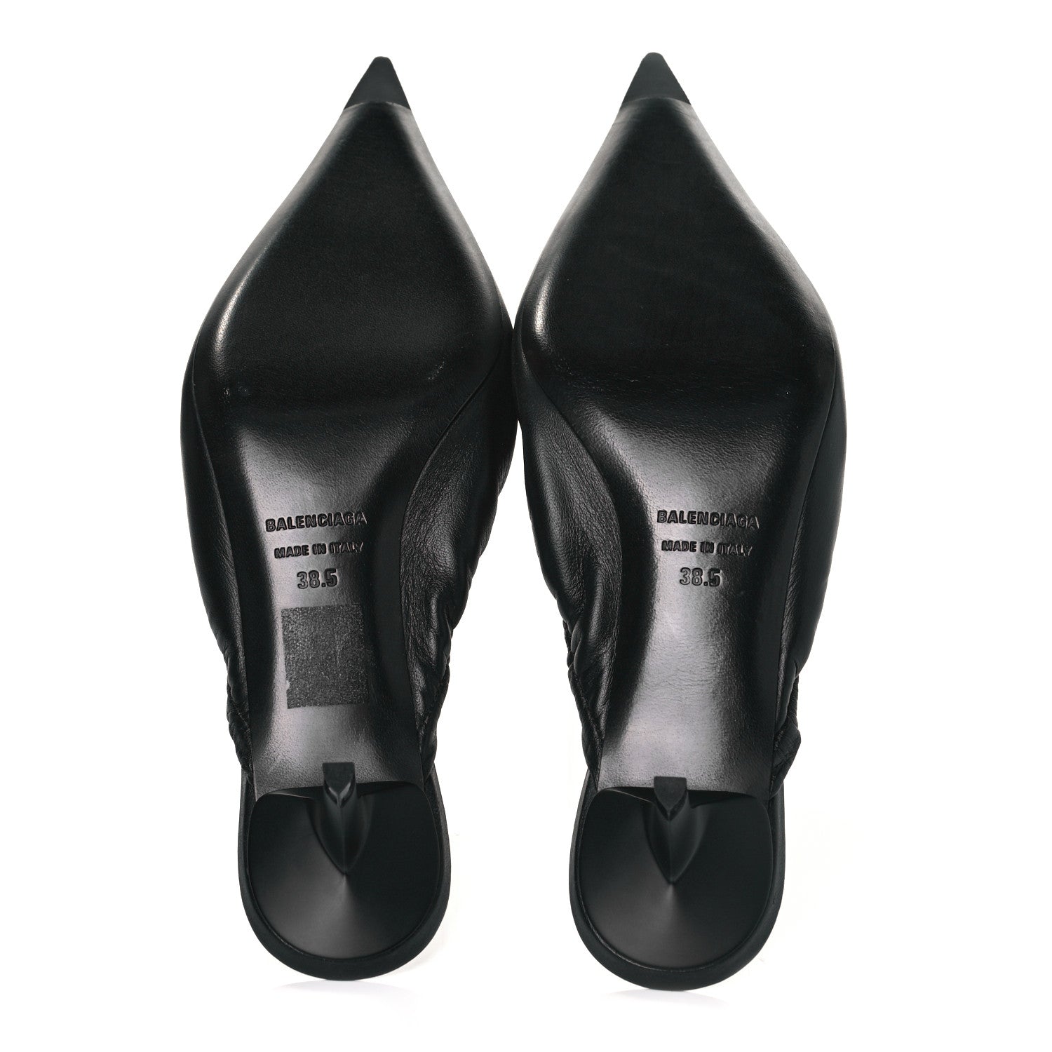 Balenciaga Smooth Nappa Pointed Toe Scrunch Knife 40mm Mules 38.5 Black 5 of 9