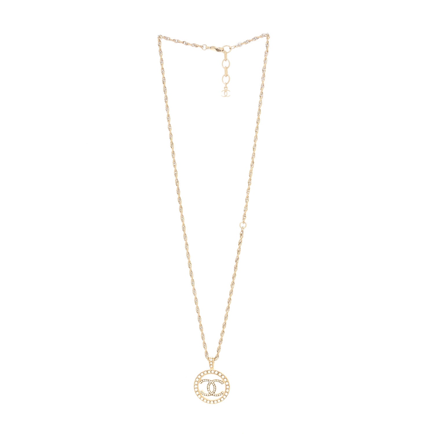 Chanel Pearl CC Round Pendant Necklace Gold 2 of 3