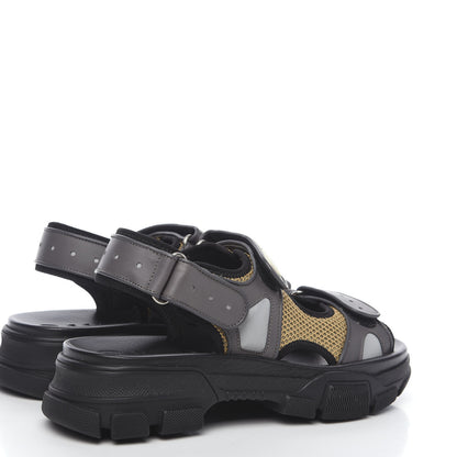 Gucci X SEGA Nappa Mesh Mens Aguru Sandals 7.5 Loess Black 4 of 8