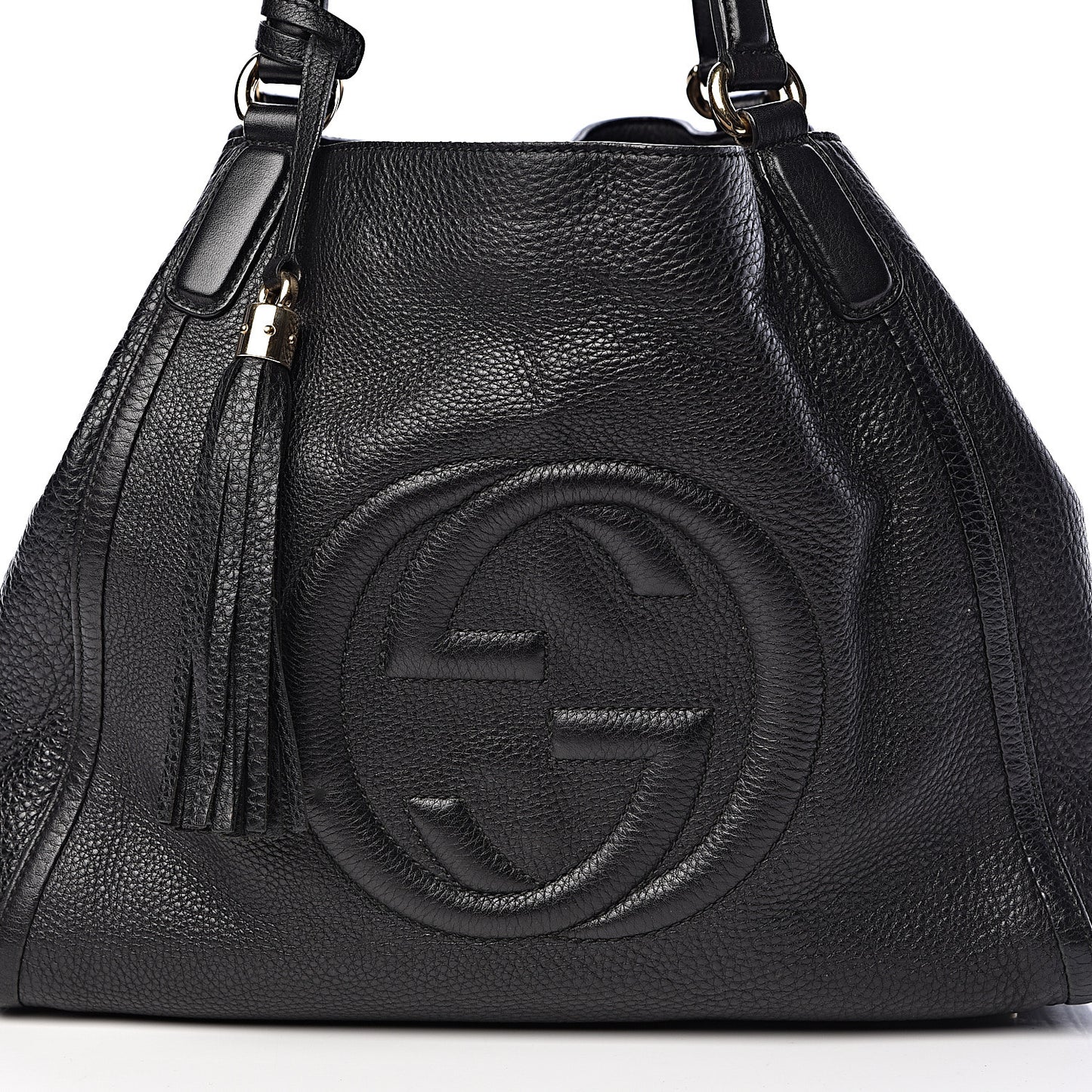 Pebbled Calfskin Medium Soho Shoulder Bag Black
