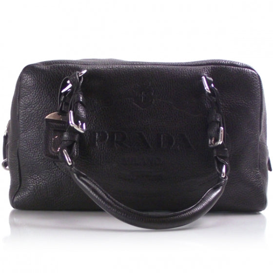 Prada Leather Large Logo Bowler Black 1 of 9