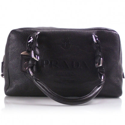 Prada Leather Large Logo Bowler Black 1 of 9