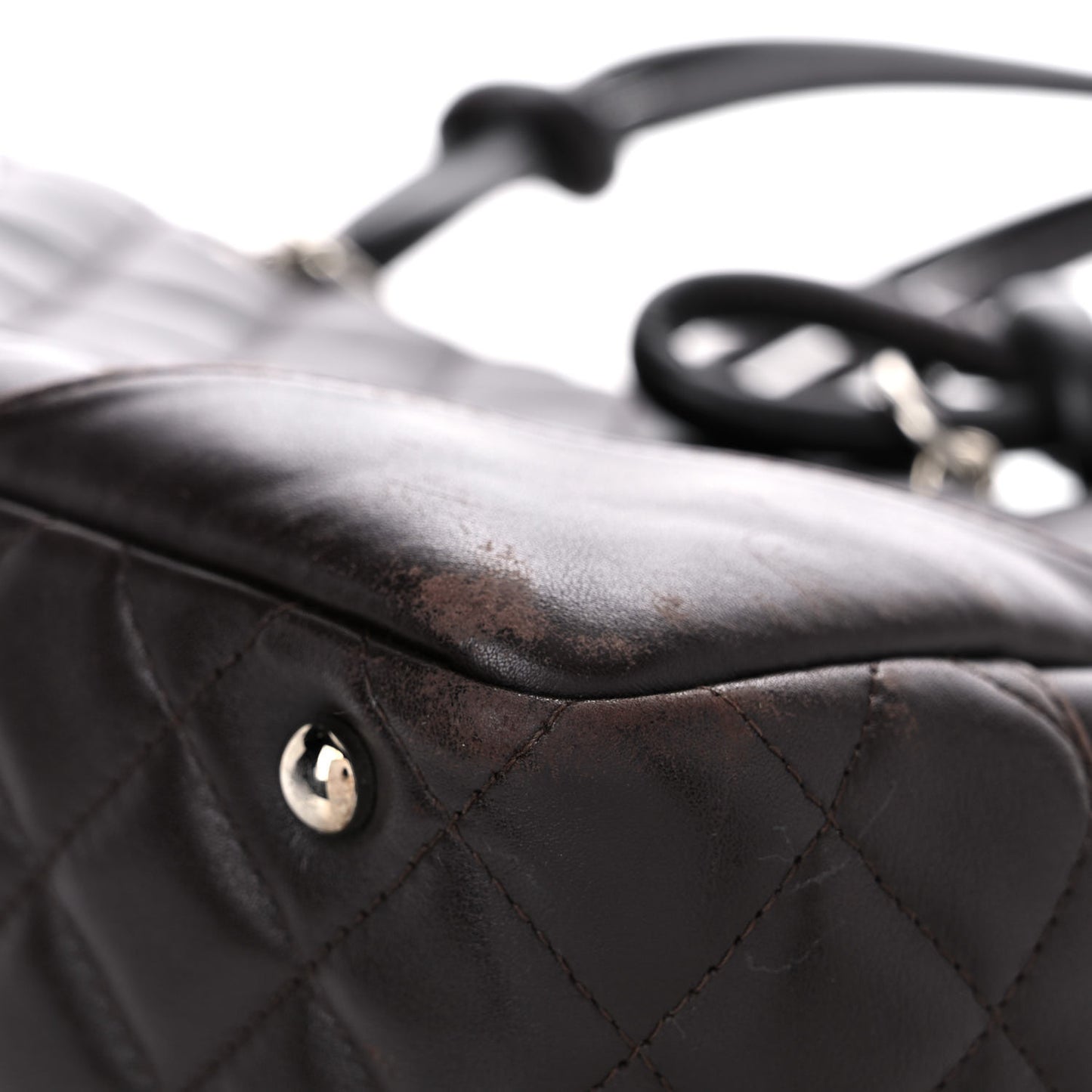 Calfskin Quilted Large Cambon Bowler Dark Brown