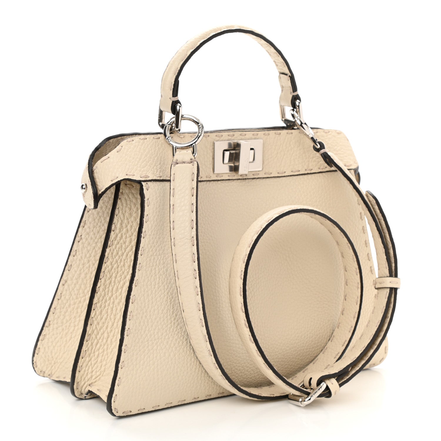 Fendi Cuoio Romano Selleria Chamois Small Peekaboo I SEE U Satchel Camelia Sand Cyber 2 of 9
