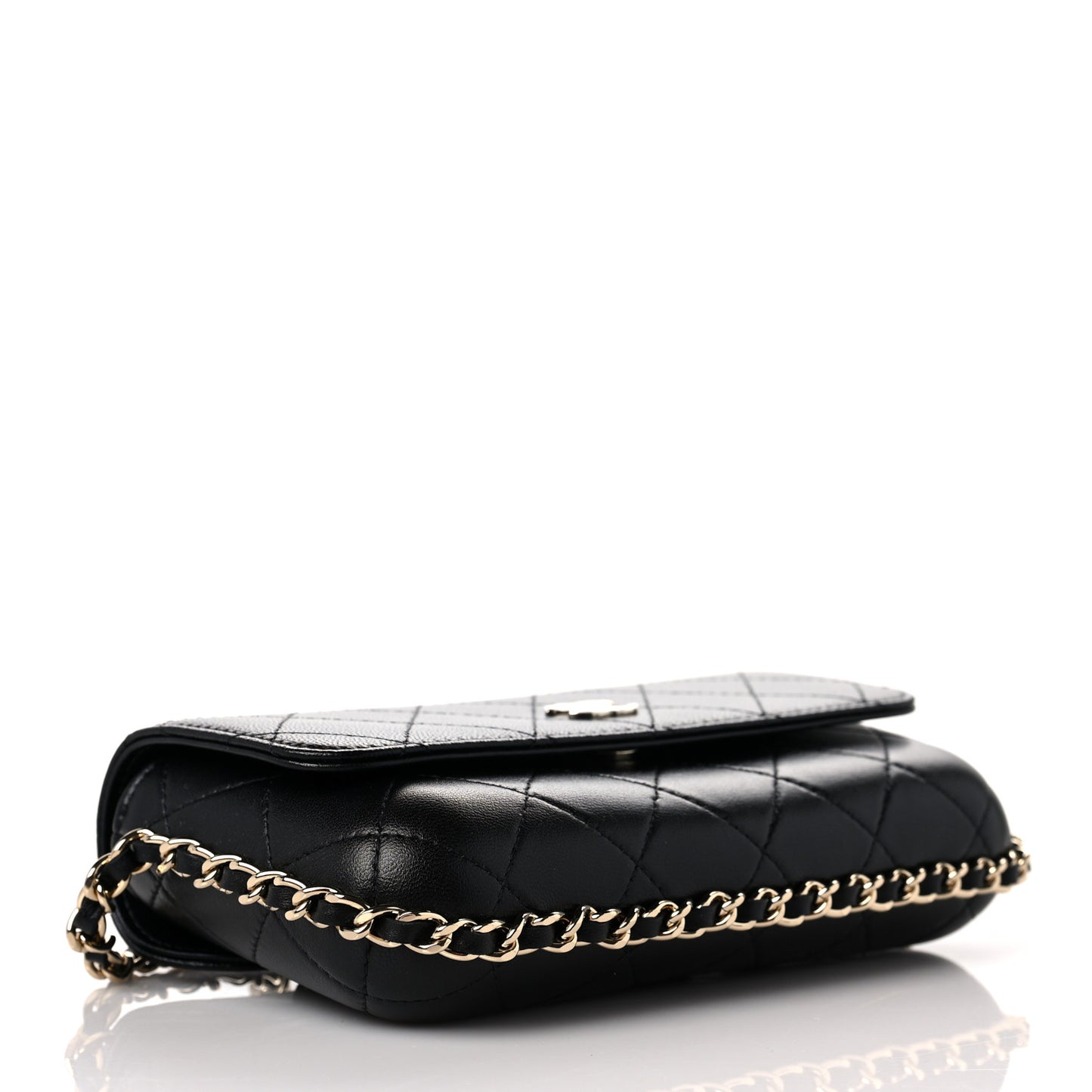 Lambskin Quilted Chain Around Clutch On Chain Black