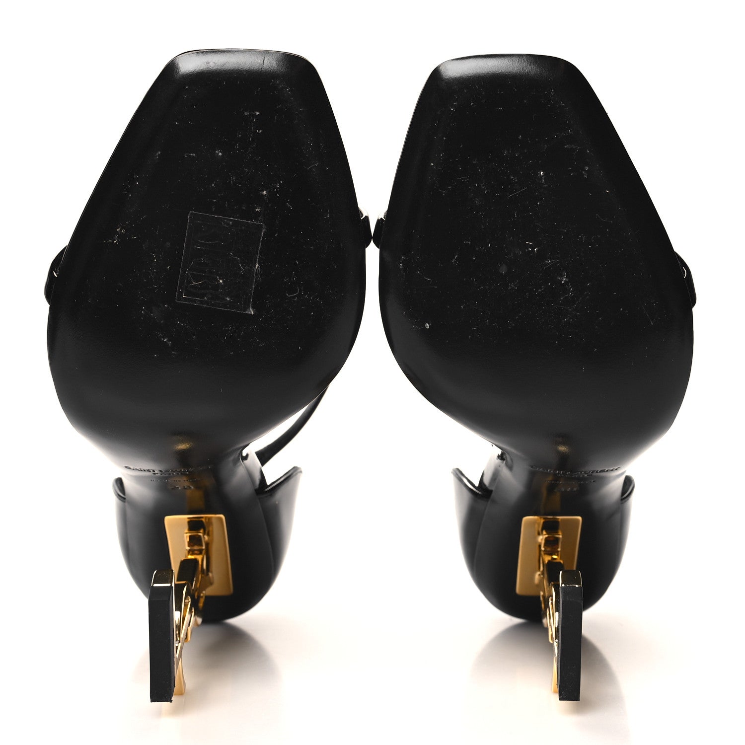 Saint Laurent Patent Calfskin Opyum 110 Sandals 38 Black Gold 5 of 9