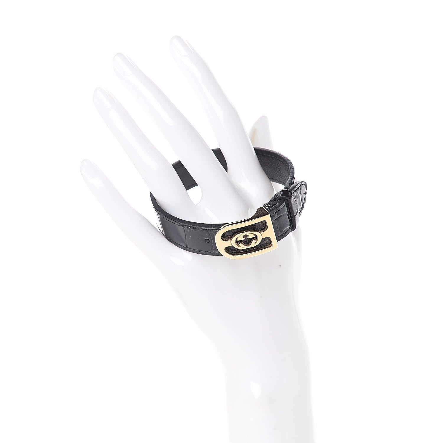 Gucci Crocodile Interlocking G Bracelet Large Black 2 of 5