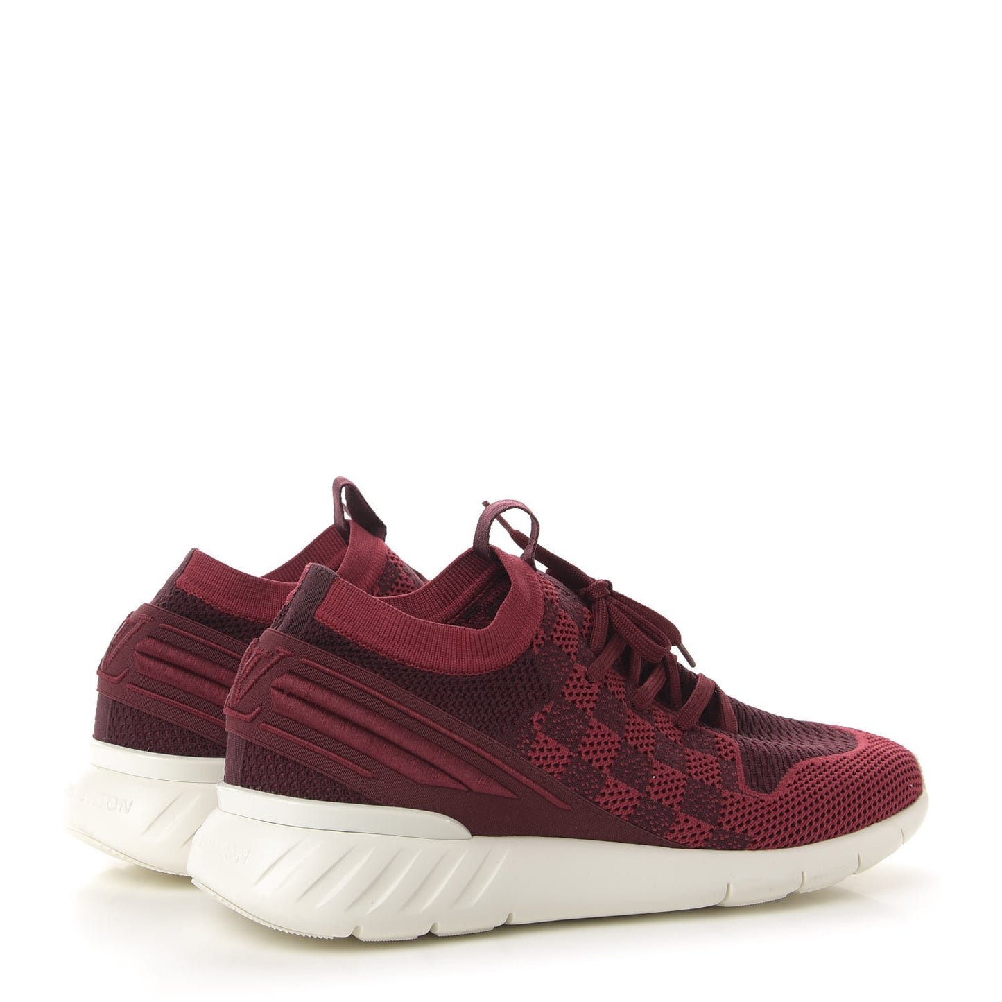 Knit Damier Fastlane Sneakers 8.5 Burgundy Red