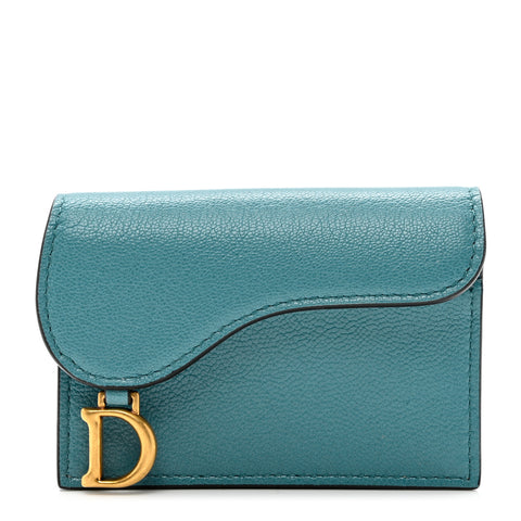 Goatskin Saddle Card Holder Azure Blue