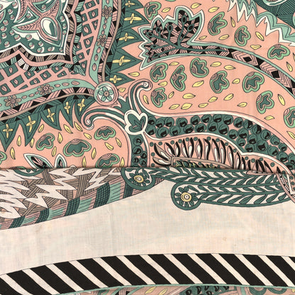 Hermes Cashmere Silk Le Jardin De La Maharani Recadre Shawl 140 White Vert Amande Beige Rose 4 of 4