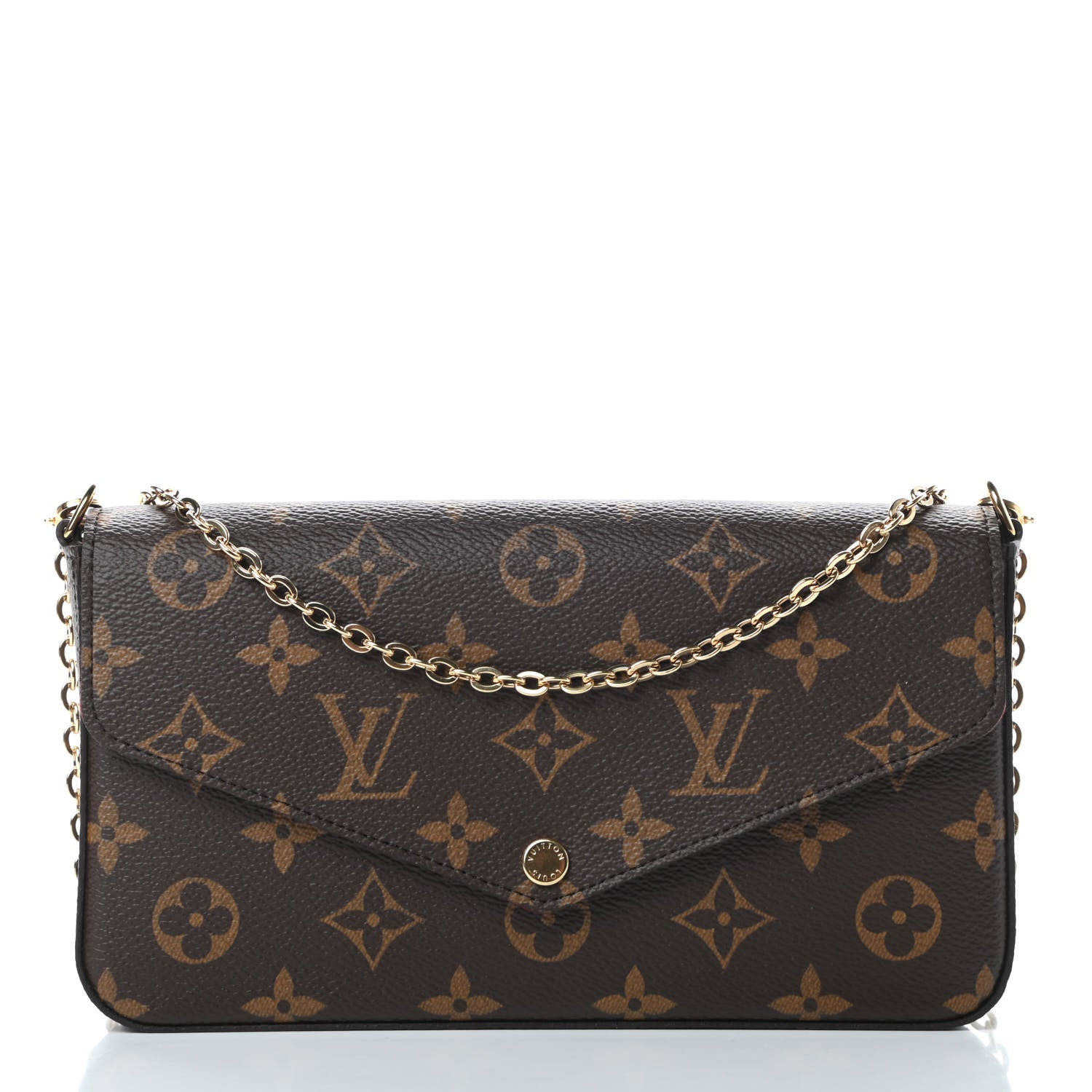 Louis Vuitton Monogram Pochette Felicie Chain Wallet Fuchsia 1 of 13