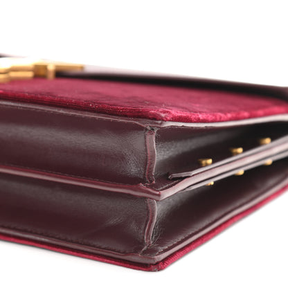 Saint Laurent Velvet Monogram Cassandra Clasp Bag Burgundy 11 of 13