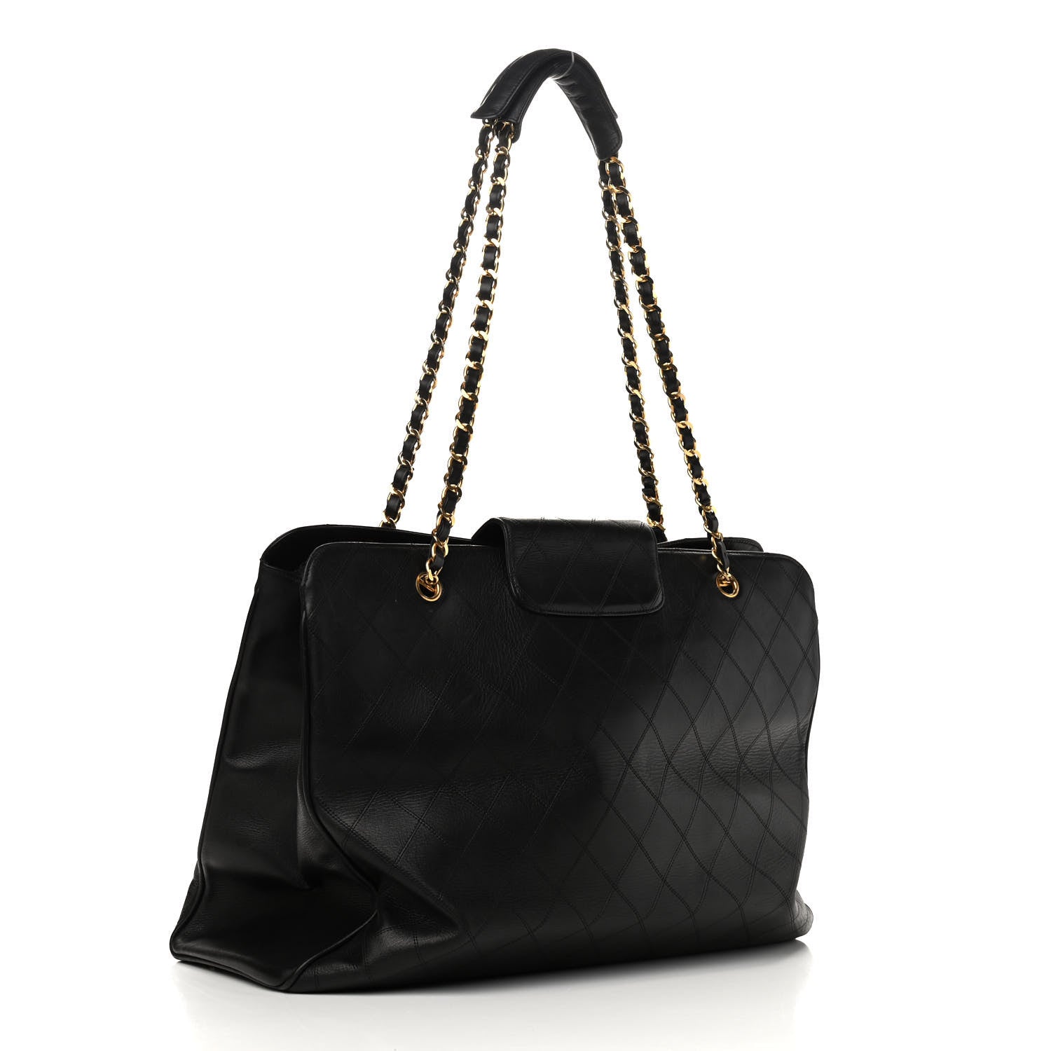 Chanel Calfskin Stitched XL Weekender Black 3 of 9