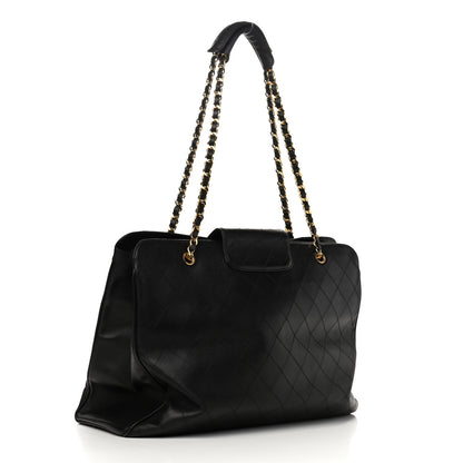 Chanel Calfskin Stitched XL Weekender Black 3 of 9