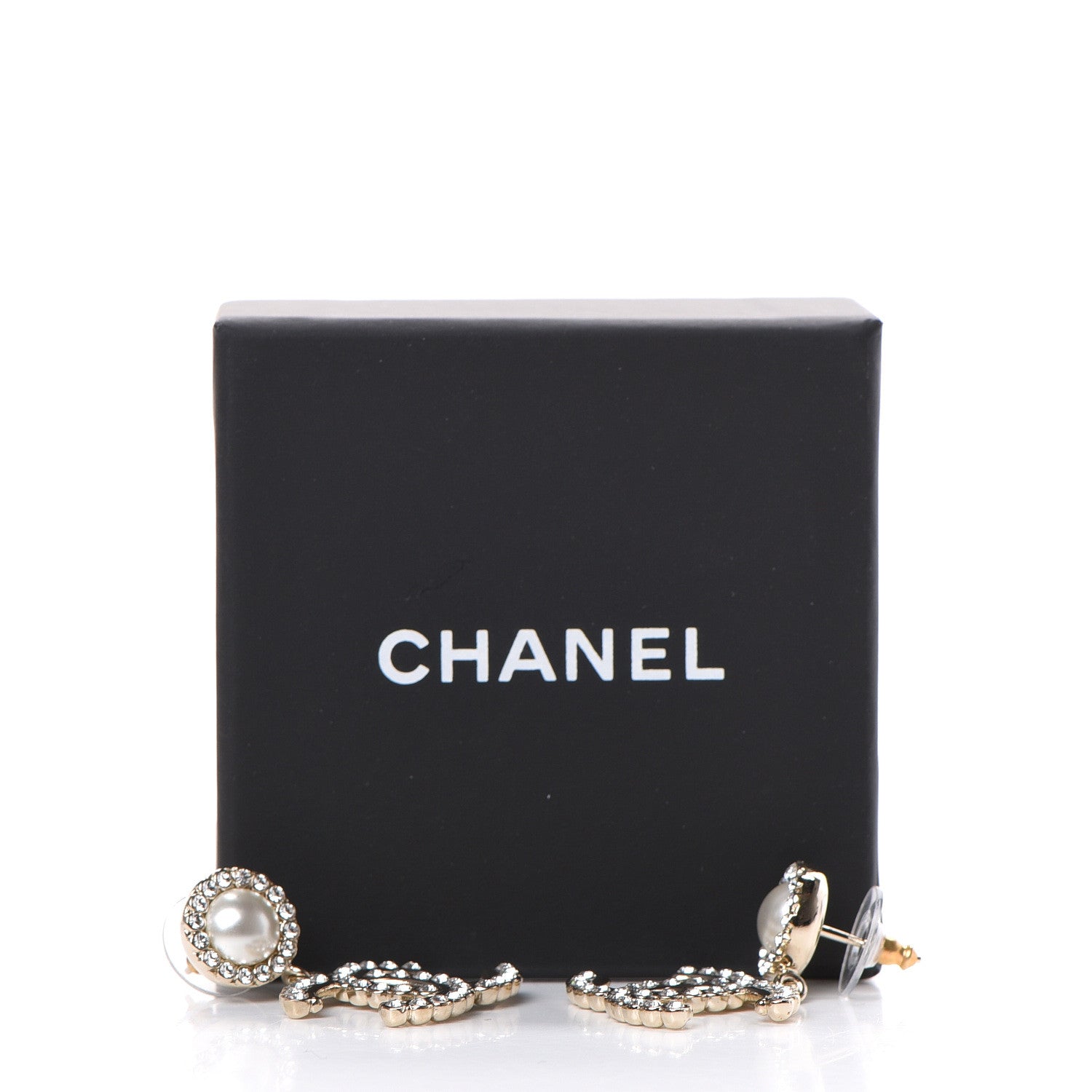 Chanel Crystal Pearl Bow-tiful CC Drop Earrings Gold 5 of 5