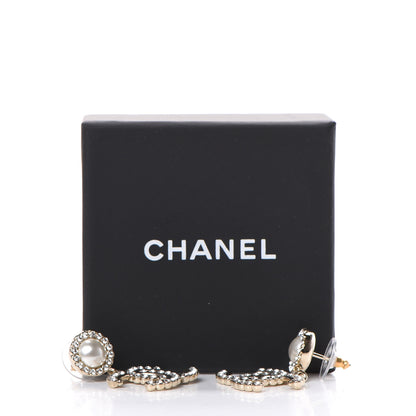 Chanel Crystal Pearl Bow-tiful CC Drop Earrings Gold 5 of 5