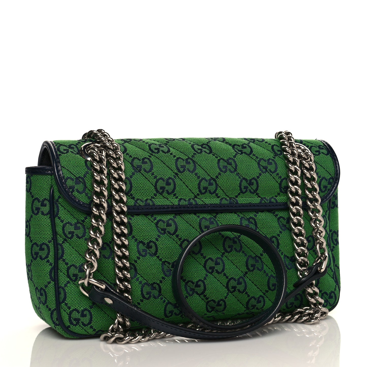 Monogram Multicolor Matelasse Diagonal Small GG Marmont Shoulder Bag Green Blue