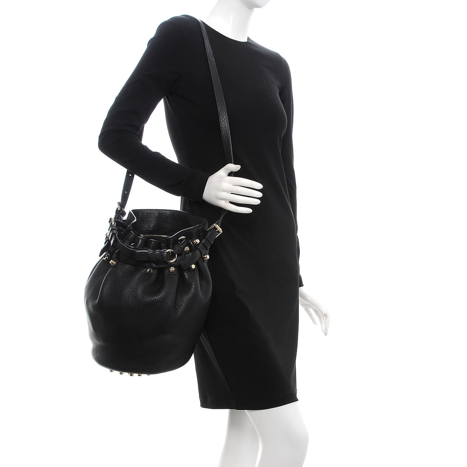 Alexander Wang Pebbled Lambskin Diego Bucket Bag Black Antique Brass Hardware 2 of 7