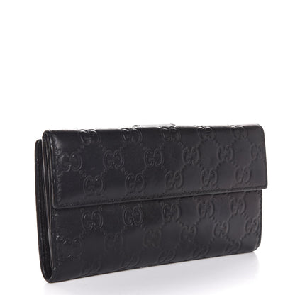 Gucci Guccissima Margaux Calfskin Icon Bar Continental Flap Wallet Black 3 of 7