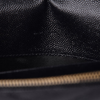Saint Laurent Grain De Poudre Matelasse Chevron Monogram Envelope Chain Wallet Black 8 of 11