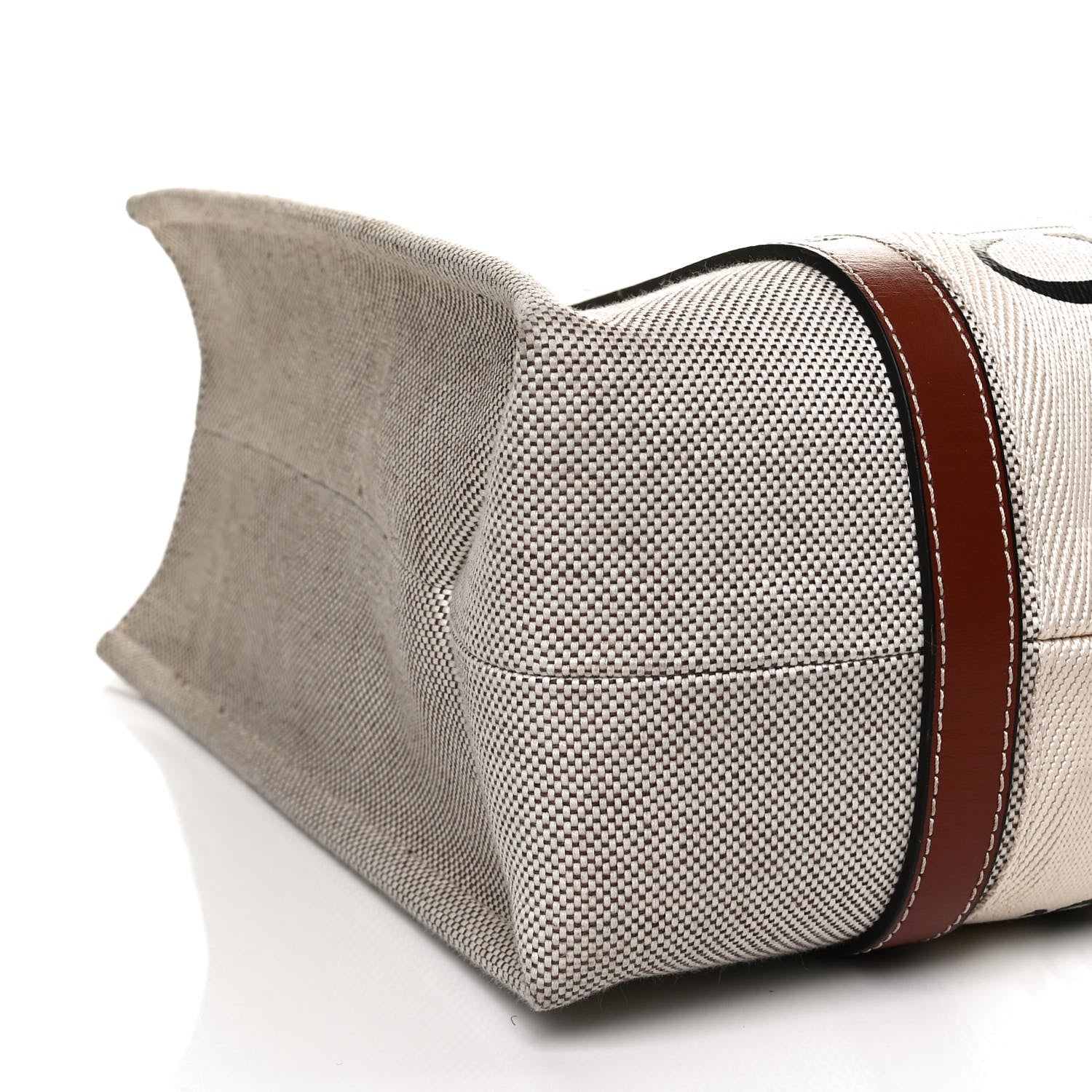 Chloe Cotton Calfskin Medium Woody Ribbon Tote White Brown 11 of 12