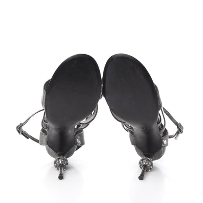 Chanel Cracked Metallic Calfskin Pearl Sandals 41 Dark Silver 5 of 16