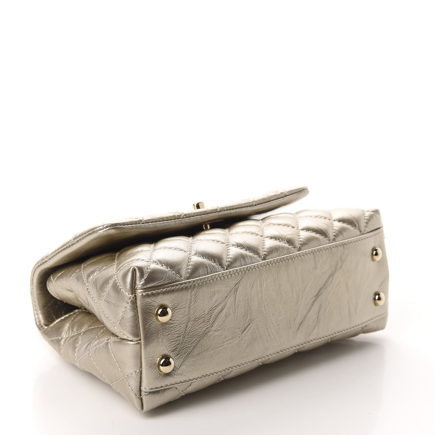 Chanel Metallic Aged Calfskin Quilted Mini Coco Handle Flap Gold 4 of 10