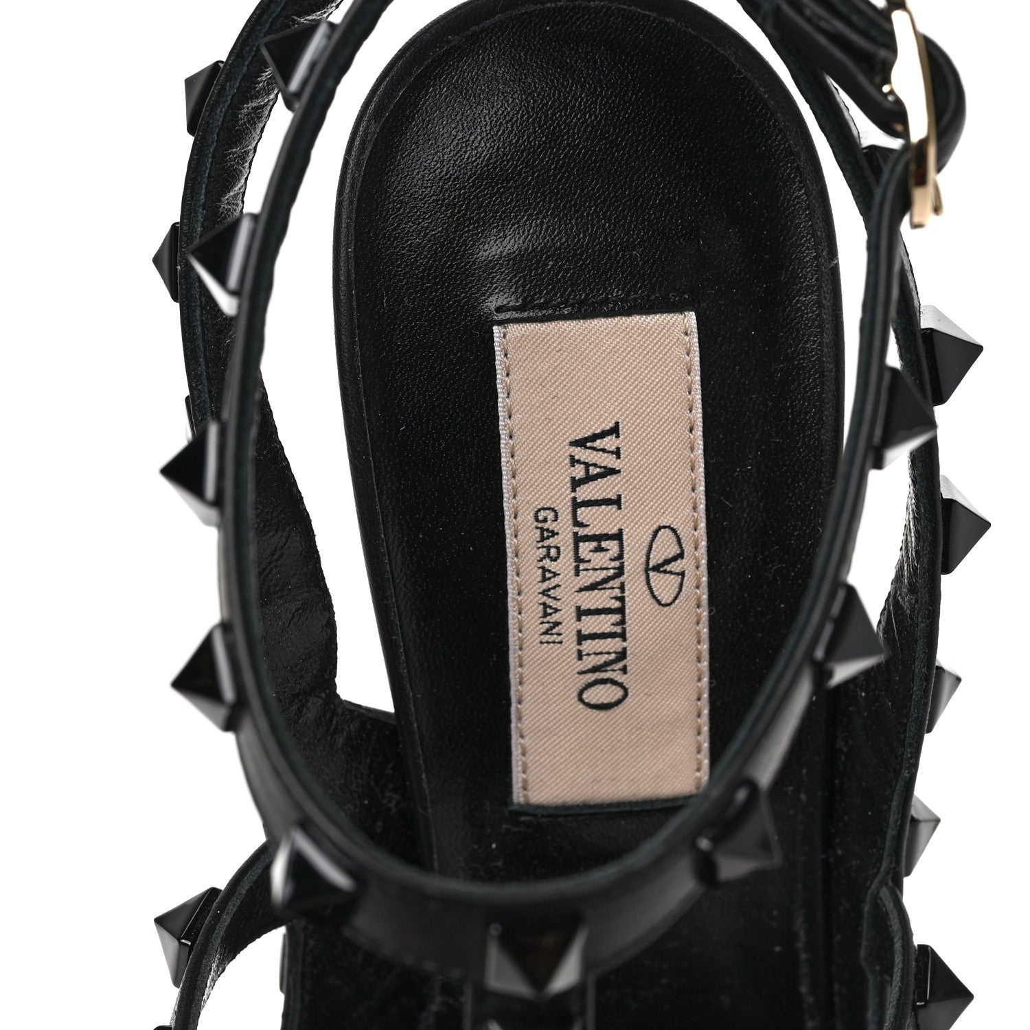 Valentino Garavani Calfskin Nappa Monochrome Rockstud Ankle Strap 100mm Pumps 35.5 Black 7 of 8