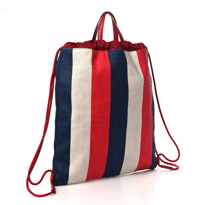 Gucci Canvas Logo Sylvie Stripe Drawstring Backpack Red 3 of 9