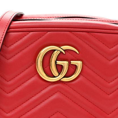 Gucci Calfskin Matelasse Small GG Marmont Chain Shoulder Bag Hibiscus Red 8 of 10