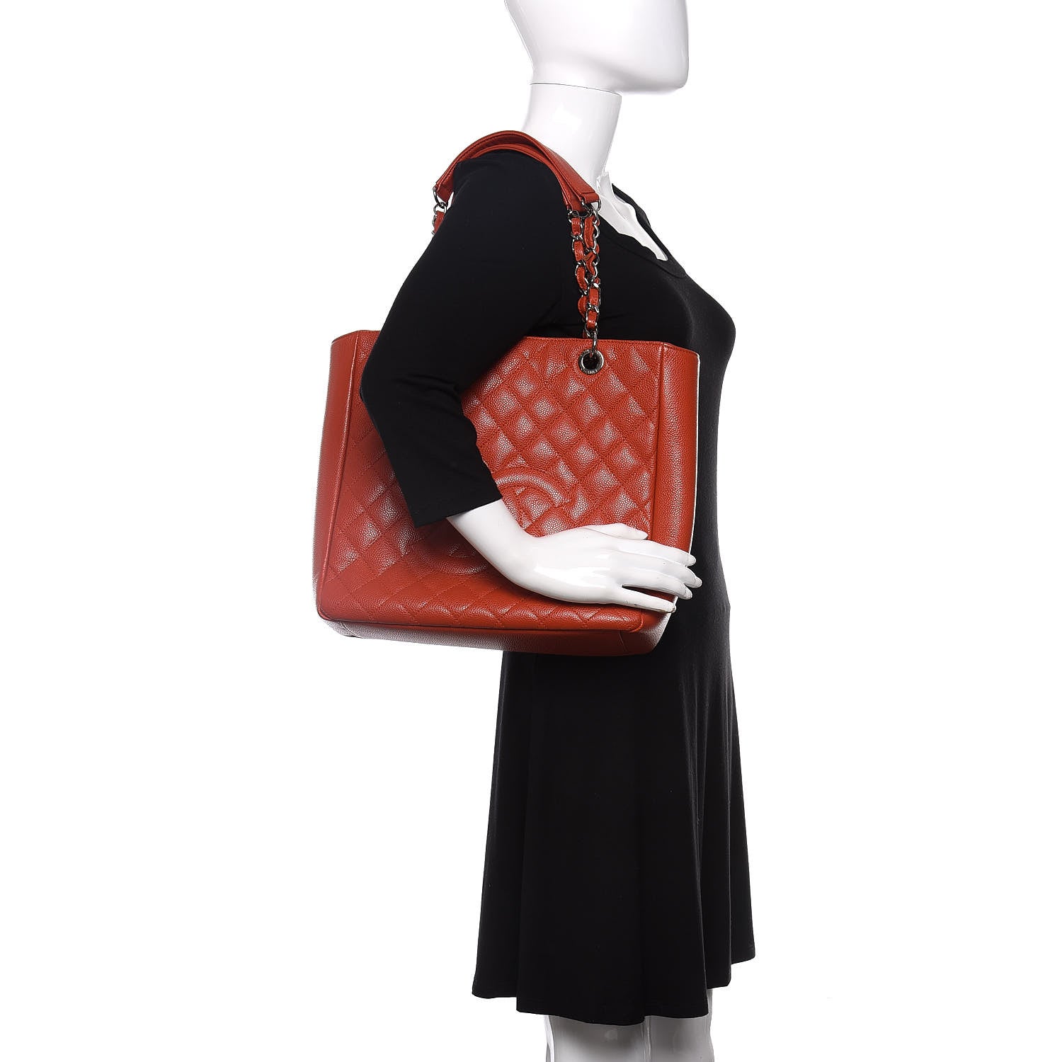 Chanel Caviar Quilted Vertical Grand Shopping Tote GST Red 2 of 15