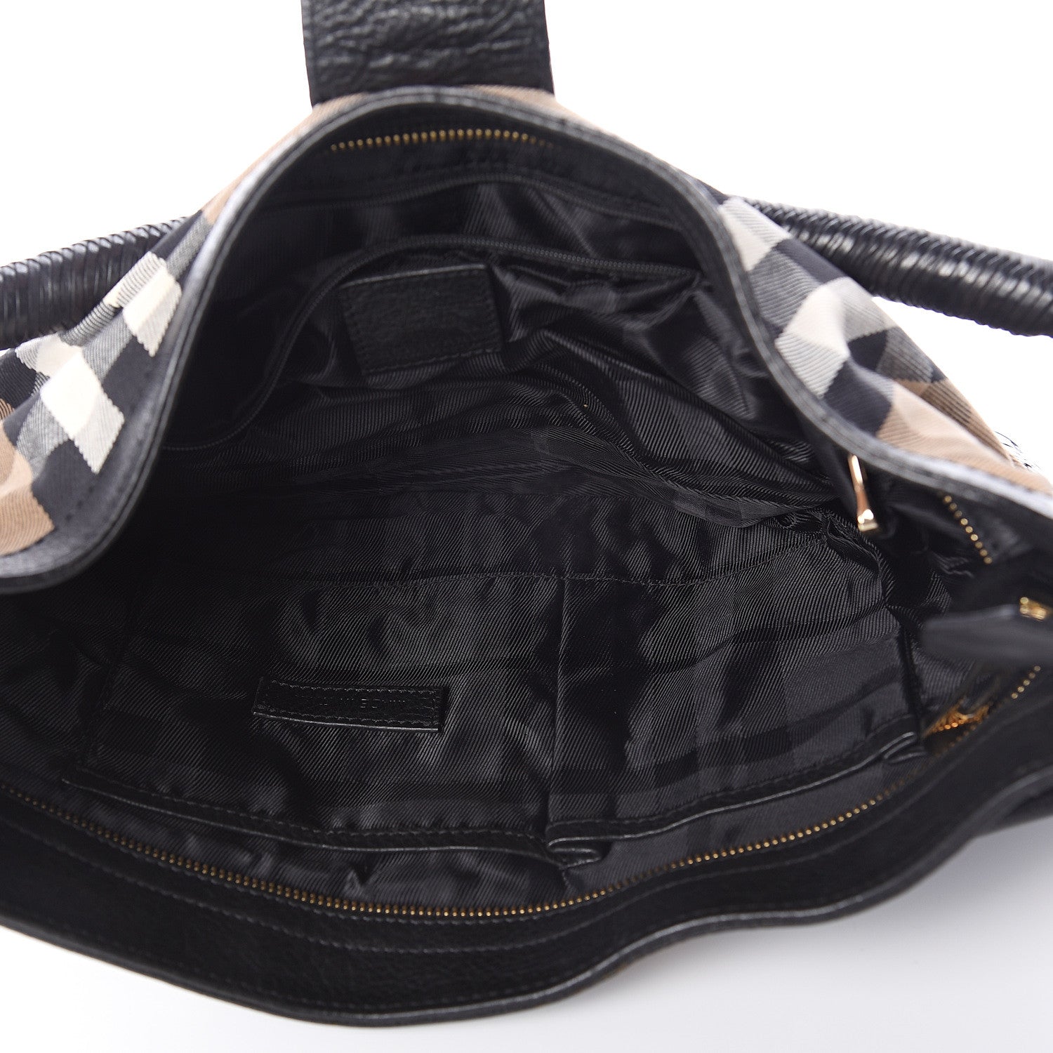 Burberry House Check Woven Calfskin Pocket Hobo Black 4 of 8